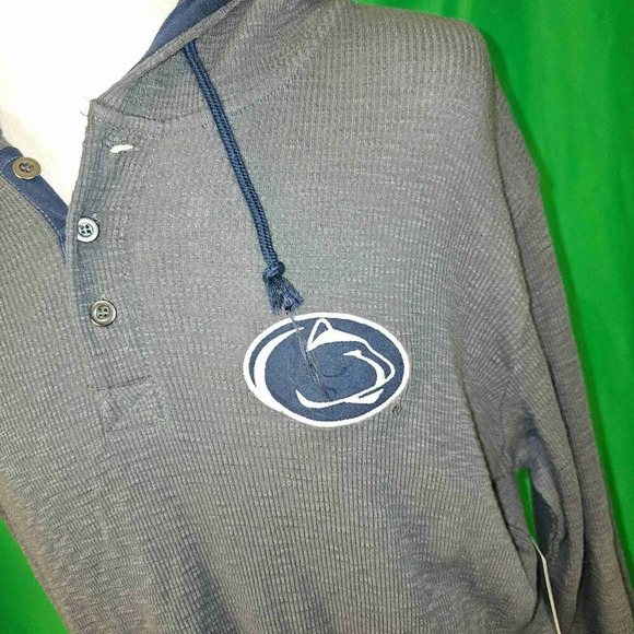 NWT Colosseum Mens Penn State Gray Navy Blue Long Sleeve Hooded Henley XL - Picture 3 of 5